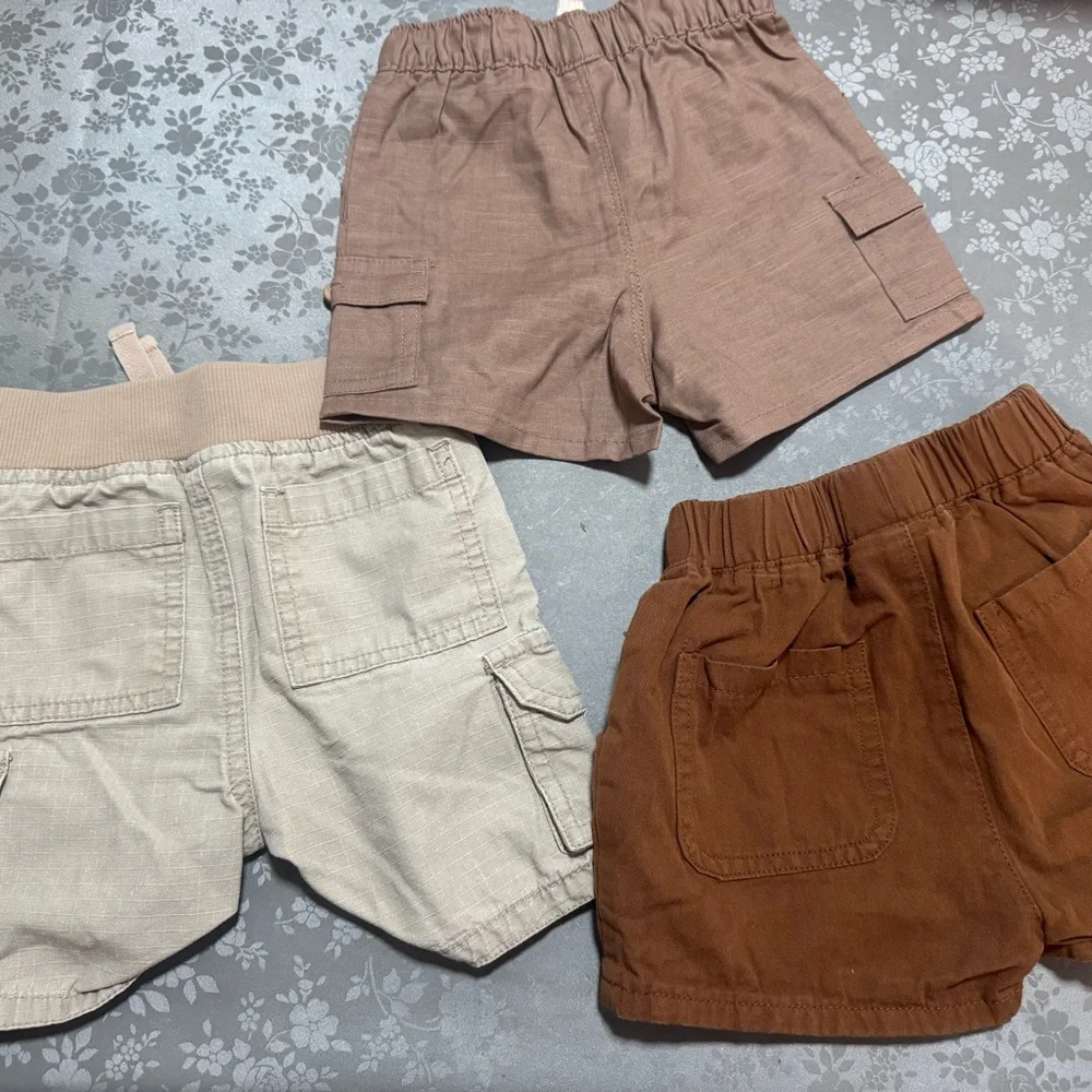 Carter's Trio of Cargo Shorts in Brown, Tan, Cream
